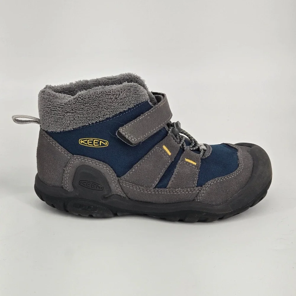 KEEN Kids Knotch Chukka Insulated Winter Snow Boots Navy Grey Size 2 Toddler EUC